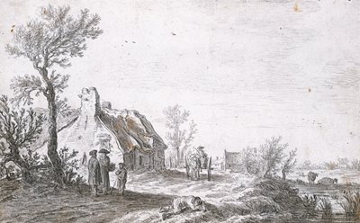 Landstraße mit einem Hundewagen vor einem Bauernhof, 1626 von Jan Josephsz van Goyen